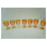 Vintage Indiana Glass Star Marigold Carnival Glass Goblets 9ct