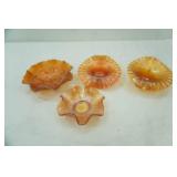 Vintage Marigold Carnival Glass Bowls, Antique Fenton Sailboats Pattern Marigold Carnival Glass Bowl, Vintage Fenton Marigold Carnival Glass Bowl in the Grape & Cable Pattern