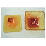 Vintage Jeannette Glass Amberina Acorn and Oak Leaf Covered Candy Dish