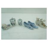 Vintage Royal Worcester Porcelain Jars, Slippers, Angel Figurine