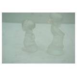 Vintage Fenton Satin Glass Figurines. Kissing & Praying