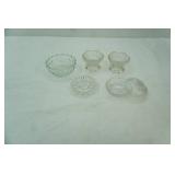 Vintage Crystal Bowls, Trinket Box, Candlestick Holder