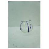 Vintage Poschinger Hand-Blown Glass Vase Featuring the "Tri-Tadpoles" Cobalt Blue Design