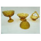 Vintage Amber Gold Glass Pieces. LE Smith, Fenton? and more