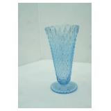 Vintage Indiana Glass Diamond Point Vase in Blue Color
