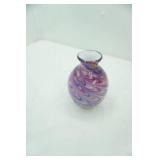 Vintage Hand-Blown Art Glass Vase w/multicolored swirl pattern