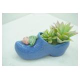 Vintage Blue McCoy Ceramic Dutch Klompen Shoe Planter
