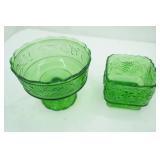 Vintage E.O. Brody Co. & Vintage Indiana Green Glass "Harvest Grape" dish