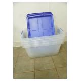 Hefty Clear Storage Totes w/Blue Latching Lids 4ct (only 3 lids on this lot)