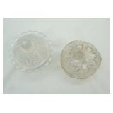 Imperial Glass Iridescent Carnival "Beaded Jewel" pattern Covered Candy Dish, Antique Dugan "Grape Delight" Carnival Glass Rose Bowl