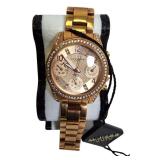 Akribos XXIV  |    Gold-Tone Chronograph Watch with Crystal Bezel