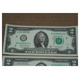 *5* Uncirculated Sequential US $2 Bills