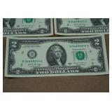 *5* Uncirculated Sequential US $2 Bills