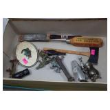 Assorted Collectibles - Watches, Toys, Belt Buckle, Elgin Alarm Clock