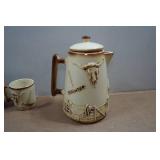 Vintage Western McCoy Coffee Pitcher and Mugs
