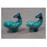 Vintage Salt & Pepper Shaker Set - Blue/Green Fish