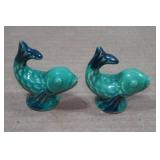 Vintage Salt & Pepper Shaker Set - Blue/Green Fish
