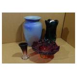 Colored Glassware - Vases and Dish