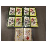 Hoyle Plastic Coated Playing Cards - Botanical Flower Illustrations (Lot of 10)