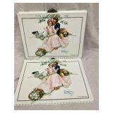 Romantic Victorian Couple Wall Plaques - Printed Tile Artwork lot of 15