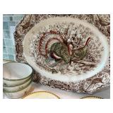 Johnson Bros Turkey Platter, Crate & Barrel Fall Plates & Sonona Holly Green Design Bowls