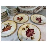 Johnson Bros Turkey Platter, Crate & Barrel Fall Plates & Sonona Holly Green Design Bowls