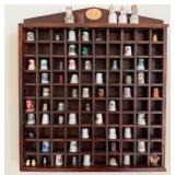 Fun Thimble Collection in a Wooden Cabinet