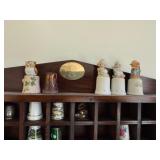 Fun Thimble Collection in a Wooden Cabinet