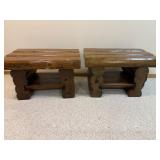 Two Solid Log End Table/Bench