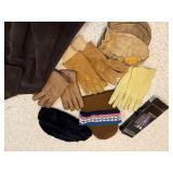 Vintage Leather Gloves, Leather/Suede Coat