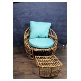 Topanga Club Chair with Ottoman - Blue/Brown - Opalhouse™ designed with Jungalow.