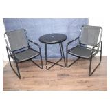 Stylish and Durable Metal Bistro Set for Outdoor Dining, Cushions Included, Black
