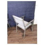 Set Of 2 Teak And White Mesh Outdoor Chairs