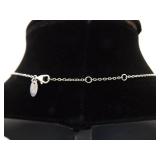 .925 Sterling Silver Faceted Blue Crystal Square Pendant Necklace