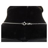 .925 Sterling Silver Sodalite Cabochon Asian Coin Primitive Pendant Necklace