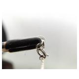 .925 Sterling Silver Sodalite Cabochon Asian Coin Primitive Pendant Necklace