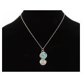 .925 Sterling Silver Primitive Raw Turquoise Pendant Necklace