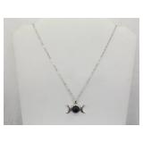 .925 Sterling Silver Amethyst Cabochon Eclipse Pendant Necklace