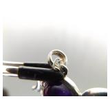 .925 Sterling Silver Amethyst Cabochon Eclipse Pendant Necklace