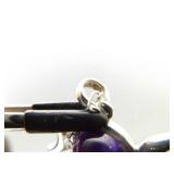 .925 Sterling Silver Amethyst Cabochon Eclipse Pendant Necklace