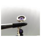 .925 Sterling Silver Faceted Amethyst Crystal Pendant Necklace