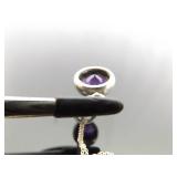 .925 Sterling Silver Faceted Amethyst Crystal Pendant Necklace