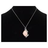 .925 Sterling Silver Rose Quartz Primitive Pendant Necklace