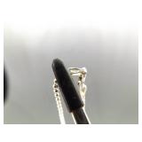 .925 Sterling Silver Primitive Carved Mother of Pearl Flower Pendant Necklace