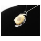 .925 Sterling Silver Primitive Bone Pendant Necklace