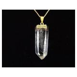 .925 Sterling Silver Vermeil Healing Crystal Pendant Necklace