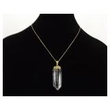 .925 Sterling Silver Vermeil Healing Crystal Pendant Necklace