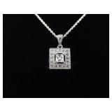 .925 Sterling Silver Zirconia Pendant Necklace