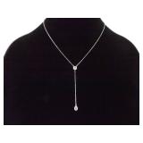 .925 Sterling Silver Faceted Zirconia Drop Dangle Pendant Necklace