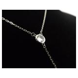 .925 Sterling Silver Faceted Zirconia Drop Dangle Pendant Necklace